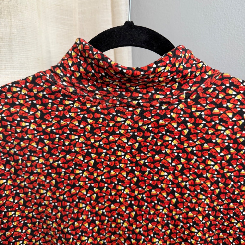 Vintage Halloween Corner Stone‎ Candy Corn Turtleneck Top Black Orange Medium - Picture 3 of 7